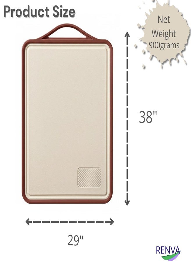 RENVA Stainless Steel Cutting Board,Double Sided Steel Cutting Boards for Kitchen,Stainless Steel/Wheat Straw pp Large Board for Meat,Non Toxic Chopping(38X29). (Brown) - Image 3